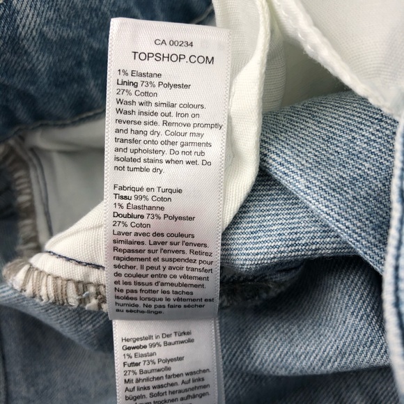 Topshop Blue Tie Waist High Rise Light Wash Jeans - Picture 6 of 8